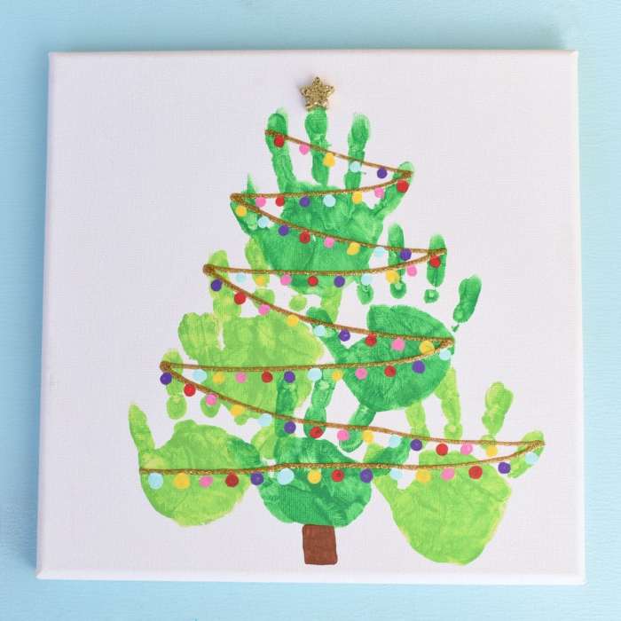 Handprint christmas tree ornament